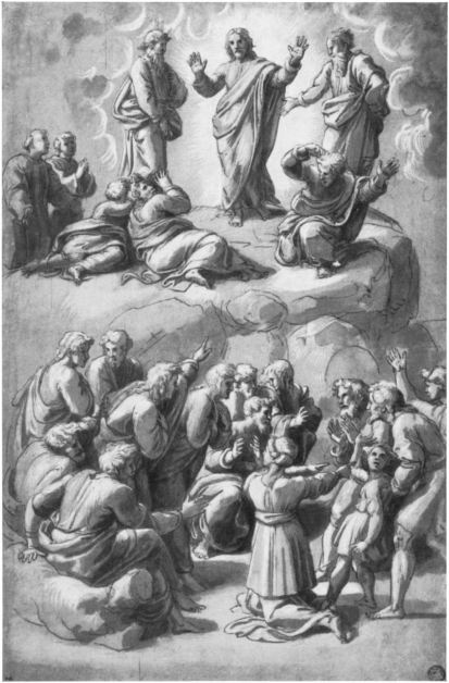 Attr. to Giovanni Francesco Penni, modello for the Transfiguration, Albertina, Vienna (b/w image)