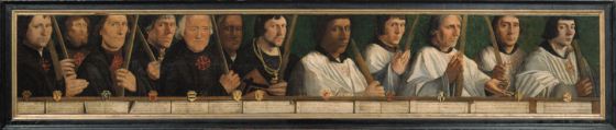 Jan van Scorel, Twelve Jerusalem Pilgrims, c. 1525, 61.7x 288.1 cm, Centraal Museum, Utrecht. Van Scorel has depicted himself as the fifth figure from the right