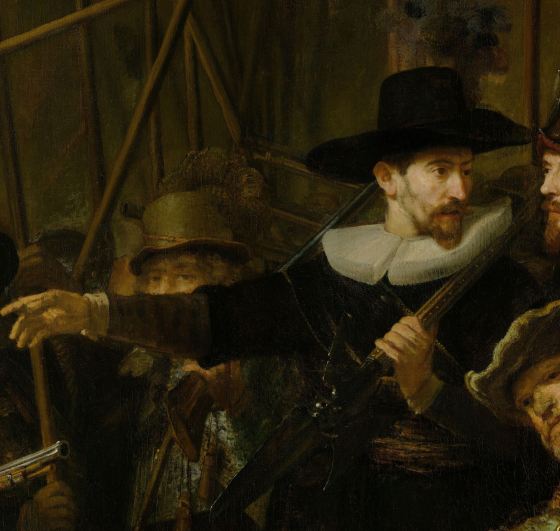 Cloth merchant Rombout Kemp (1597-1653) positioned on the right wears civilian attire