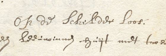 Page fragment from bankruptcy invenory of 1656 showing the "schilder loos" entry, Amsterdam City Archive